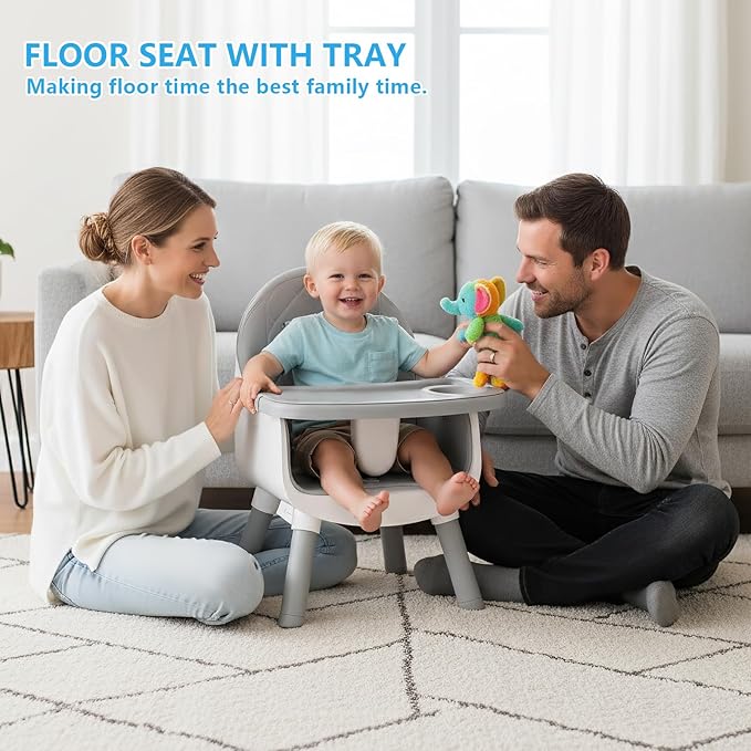 6 in 1 Baby High Chair for Babies and Toddlers, Booster Seat, Kids Learning Table & Chair (Grey)