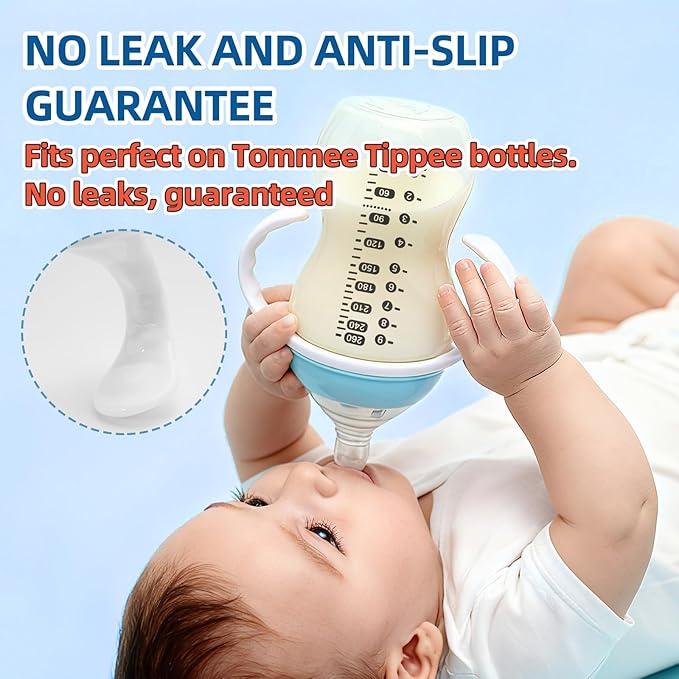 6 Pack Baby Bottle Handles Compatible with Tommee Tippee 5OZ/9OZ Plastic Bottles,Easy Baby Grip Training Handles with 3 in 1 Cup Lid Gap Cleaning Brush for Newborn Self Feeding ,New Mom & Newborn