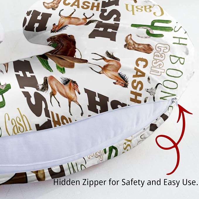 Dyoart Baby Nursing Pillow Cover,Custom Name Gifts,Ultra Soft Comfortable for Infant Boys Girls,Breastfeeding,Horse(one Size)