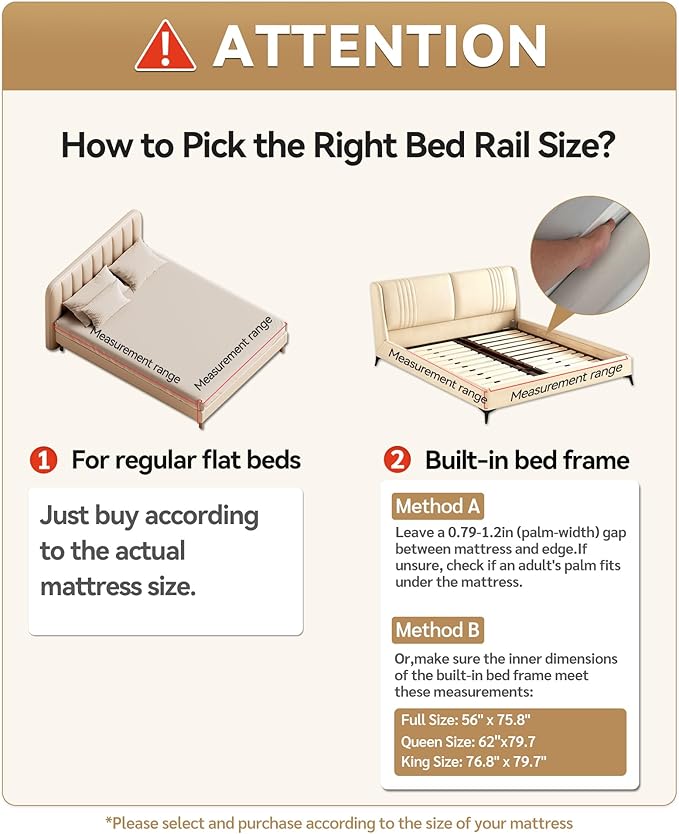 2 Piece Bed Rails for Queen Bed, No-Drill Needed Baby Bed Rail Guard for Toddlers with Height Adjustable, Thickened Child Safety Side Railing Guards/Bedrail for Kids, White/Grey, 60x78.7Inches