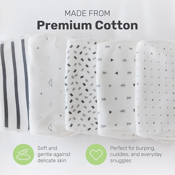 Posh Baby Cotton Burp Cloths, Absorbent, Lightweight, and Gentle Cotton for Mess-Free Moments, Baby Burp Cloths for Boys and Girls An Essential Addition to Every Parent's Diaper Bag