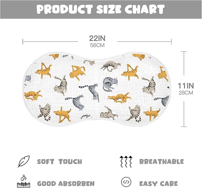 Yoga Tabby Cat Pattern Muslin Burp Cloths for Baby 1 Pack Soft 100% Cotton Baby Washcloths Bibs for Boy Girl