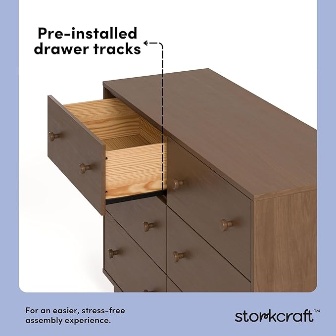 Storkcraft Texas 6 Drawer Dresser (Hazelnut) – GREENGUARD Gold Certified Baby Dresser, Interlocking Drawer System for Nursery & Kids’ Bedroom, Brown Chest for Kids Bedroom, Nursery Storage
