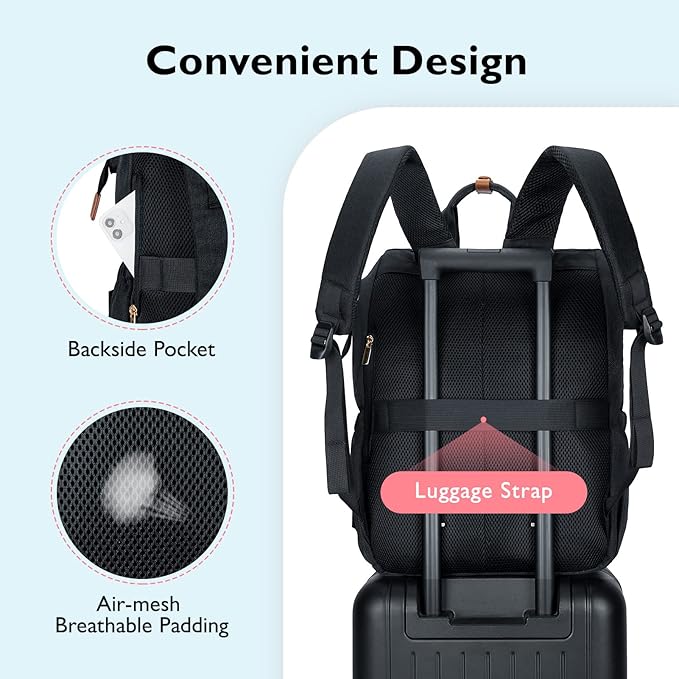 mommore Breast Pump Bag Backpack for Spectra S1,S2 Medela with Cooler Storage BagTravel Diaper Bag Backpack for Working Moms with 15.6 inch Laptop Sleeve, Black