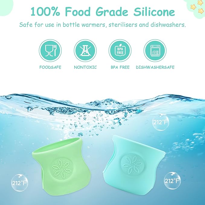 2 Pack Silicone Sleeves for Philips Avent Glass Natural Baby Bottle 4oz, Food Grade Silicone, BPA Free Glass Baby Bootle Sleeve, Anti Breakage Baby Bottle Holder, Anti-Scald, Dishwasher/Heaters Safe