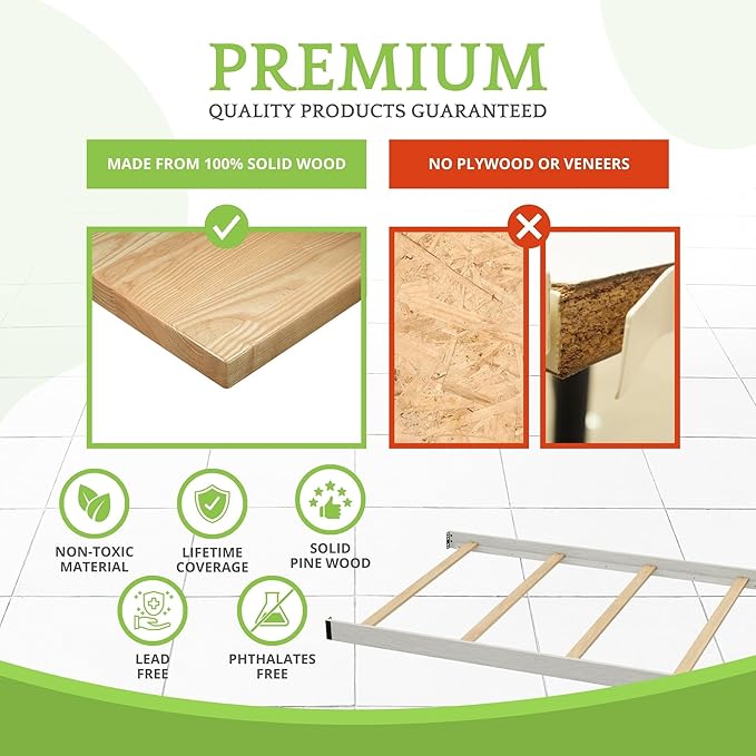 CC KITS Full-Size Conversion Kit Bed Rails Compatible with Simmons Kids Convertible Cribs by Delta Children - Solid Wood Rail - Toddler and Adult Bed Rail for Full-Size (Rustic Mist, Bolt-ON KIT)