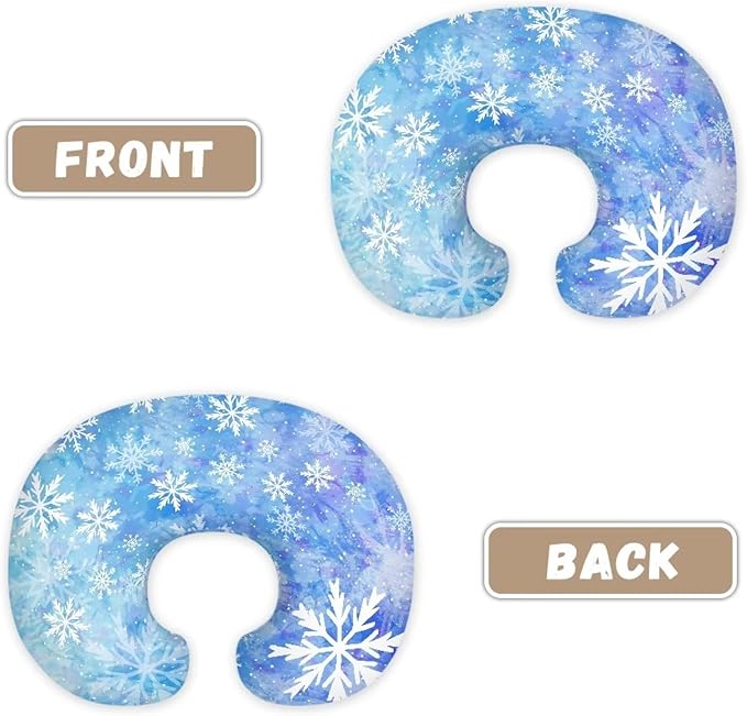 Snowflake Gradient Nursing Pillow Covers Breastfeeding Pillow Slipcover for Newborn Soft Nursing Pillow Case Skin-Friendly U-Shaped Hidden Zipper Design