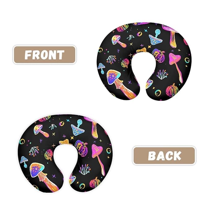 Colorful Mushroom Baby Feeding Pillow Cover Super Soft and Stretchy Personalized Breastfeeding Pillowcase Newborn for Boys Girls, 2 Packs