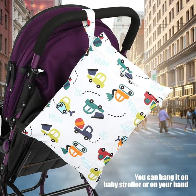 Boys Wet Bag, Reusable Diaper Carryall with Zipper for Travel, Beach Swimsuits Clothes Storage