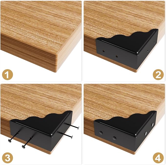 Table Metal Corner Protector, Minimalist-Style Decorative Desk Edge Safety Guard, Cabinet Furniture Edge Corner Guards, Boxes Bumpers Protectors for Preventing Damage and Decoration (4 Pcs, Black)
