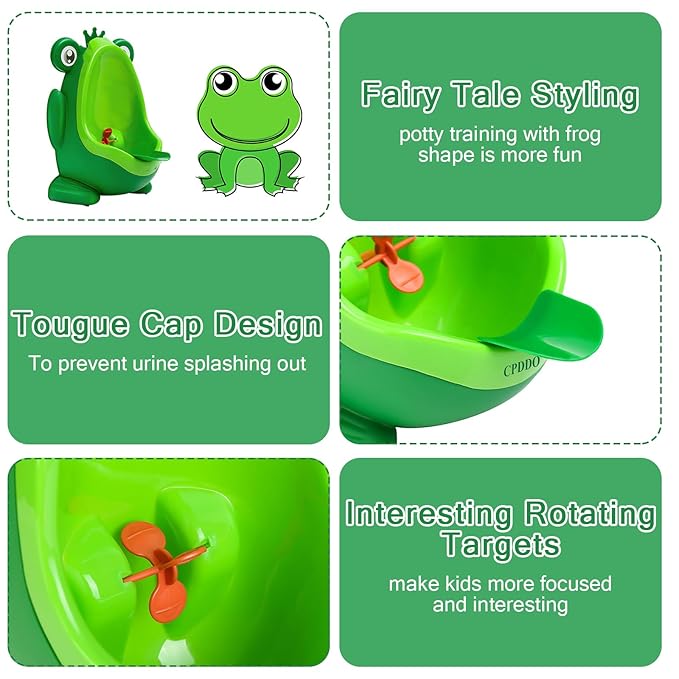 AOMOMO Urinal for Toddlers Boys with Frog Funny Aiming Target,Frog Urinal Potty Training (CrownFrog)