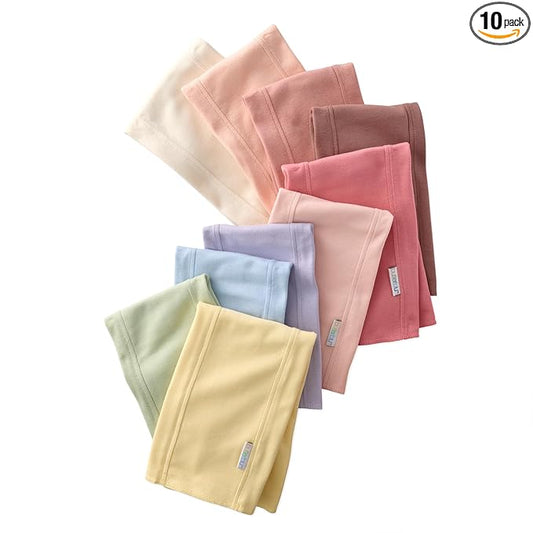 Butterblu Bailey 10-Pack Burp Cloths 100% Organic Cotton Knit for Newborn & Baby Boys & Girls, Sunset Haze Rainbow, One Size