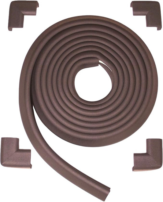 KidKusion Table Cushion | Made in USA | Brown | 12 Foot Edge + 4 Corners | Baby Proof Furniture Edge and Corner Guards
