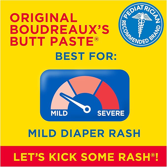 Boudreaux's Butt Paste Diaper Cream, Dermatologist-Tested Original Diaper Rash Cream for Daily Prevention and Relief, Baby Ointment, 2oz Tube