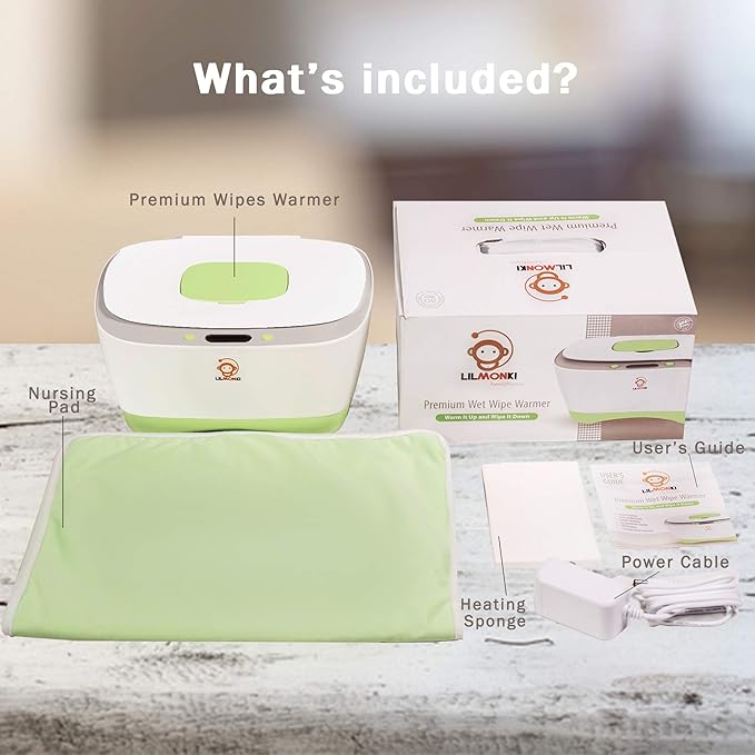 Lilmonki- Wet Wipe Warmer and Dispenser - For Baby Wipes - BPA-Free - Includes Bonus Changing Pad