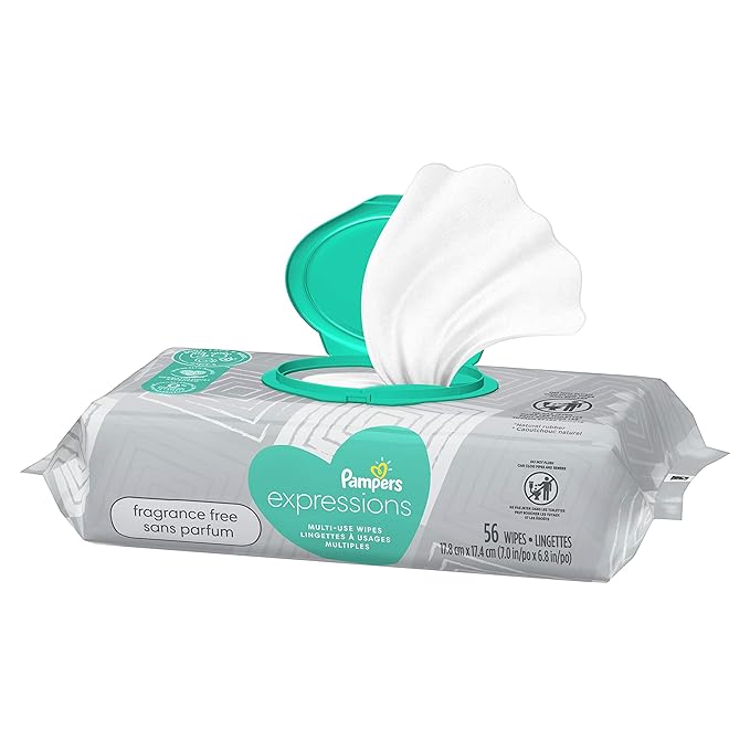 Pampers Multi-Use Wet Wipes, 1X Pop-Top, Hypoallergenic and Dermatologist-Tested Baby Wipes, Fragrance Free, 56 Count