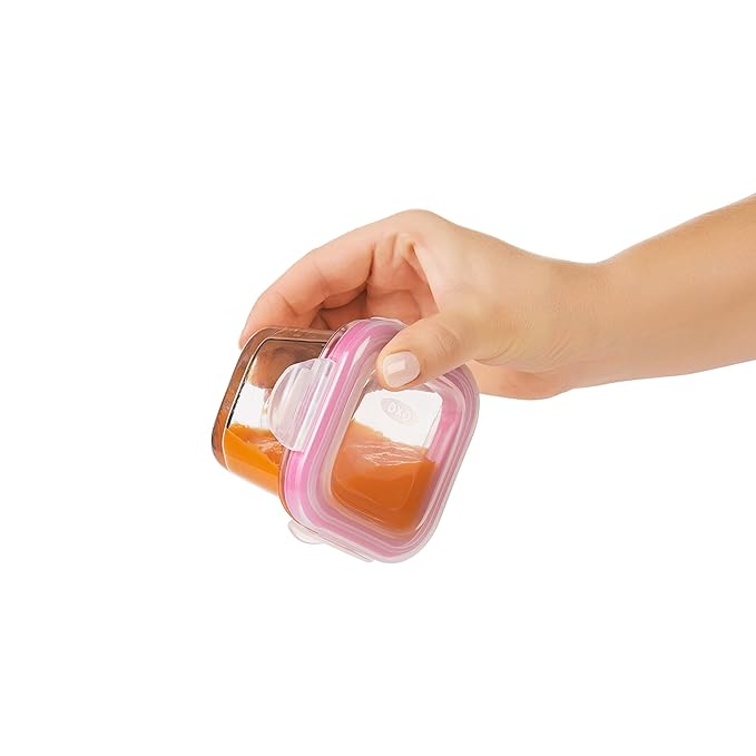 OXO Tot Glass Baby Blocks Food Storage Containers, Pink, 4 oz