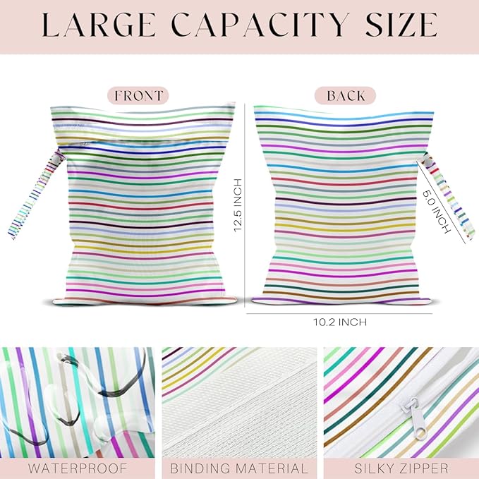 Wet Bag Wet Dry Bag for Swimsuit Travel Beach Pool Stroller Diapers Dirty Yoga Gym Clothes Waterproof Reusable