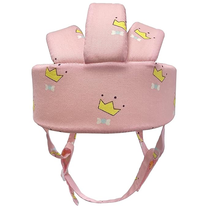 Baby Helmet Toddler Children Headguard Infant Head Cushion Protective Harnesses Cap Soft Adjustable Kid Hat Head Protector (Crown Pink)