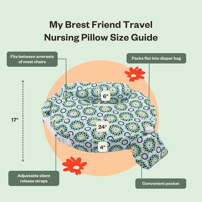 My Brest Friend Inflatable Travel Nursing Pillow For Breastfeeding, Bottlefeeding & Posture Support with Slipcover, Sparkles
