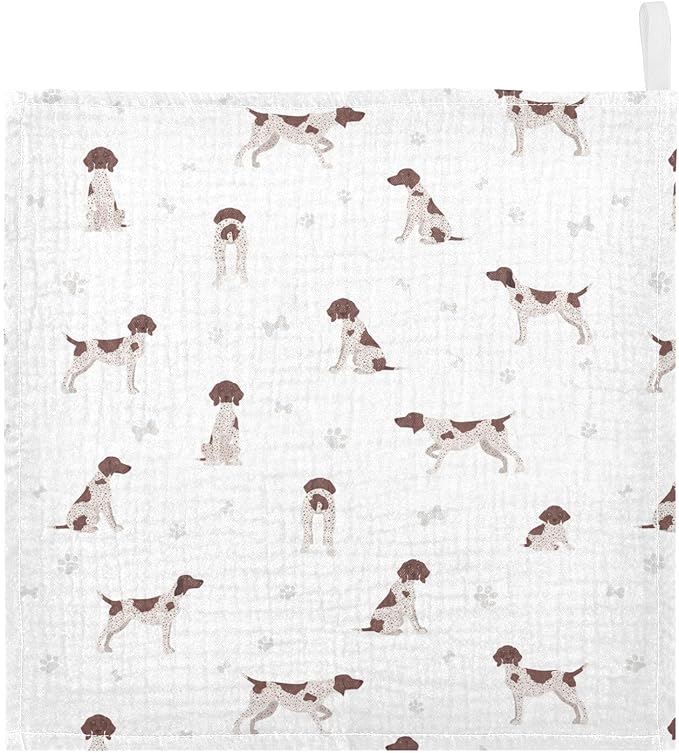 vvfelixl Baby Cotton Washcloths German Shorthaired Pointer Infants Bath Towel for Unisex Puppy Face Towels for Newborn, Natural Baby Wipes Delicate Skin, 11.8 X 11.8 inch, one sizex3