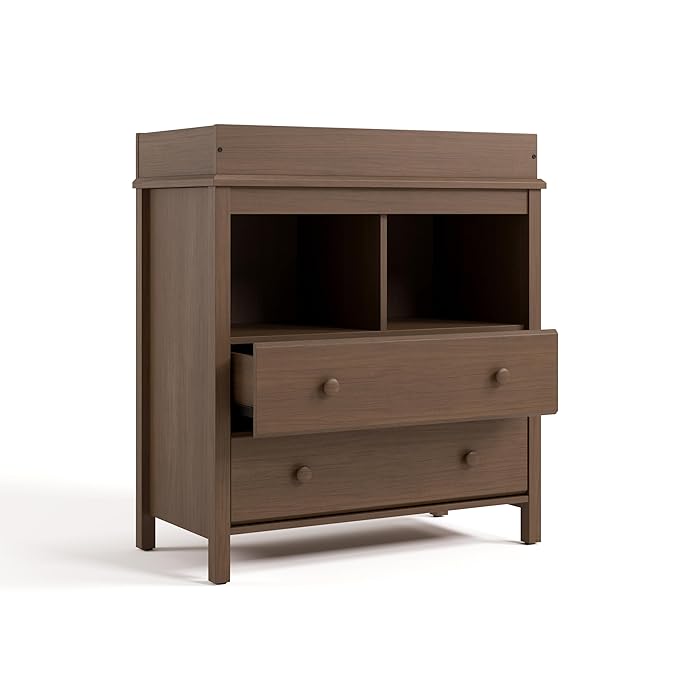 Storkcraft Alpine Nursery Changing Table Dresser Combo (Hazelnut) – GREENGUARD Gold Certified, Dresser for Nursery, Changing Table with Drawers, Removable Changing Table Topper