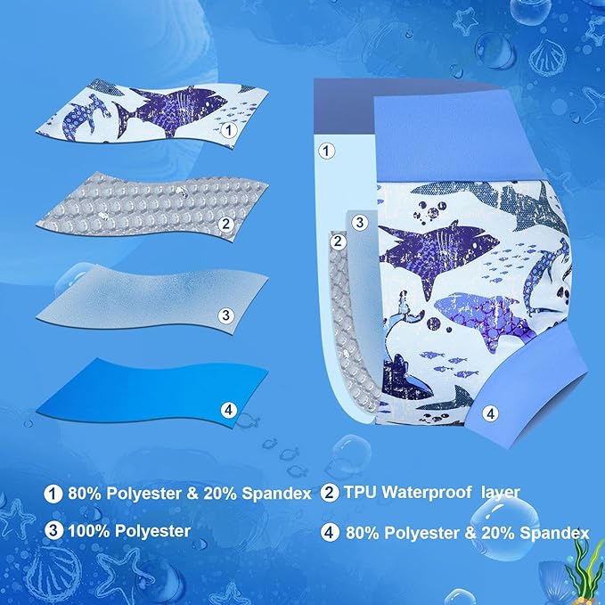 MOEMOE BABY Reusable Swim Diapers, Quick-Dry Swimming Diaper for Boys and Girls, Ideal for Pool, Beach & Swim Lessons XL/5T