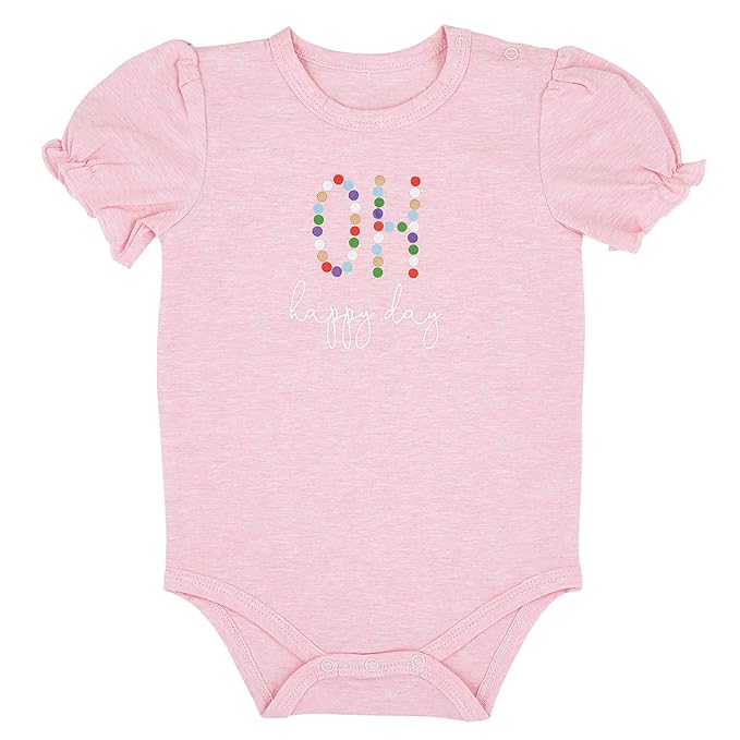 Stephan Baby Snapshirt-Style Diaper Cover, Pink + Oh Happy Day, Fits 6-12 Months, G2206