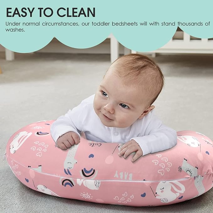 BROLEX Baby Nursing Pillow Covers: 2-Pack Soft Slipcovers for Breastfeeding Pillows - Comfortable Fabric, Fits Standard Nursing Pillows for Boys & Girls - Elephant Rabbit