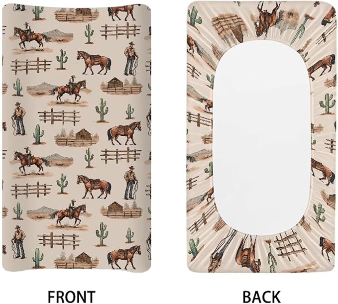 Baby Changing Pad Cover Cowboy Changing Pad Covers for Boys Girls Super Soft Changing Mat Cover Infant Newborn Changing Table Sheet Fitted 32”x16” Changing Pad Covers