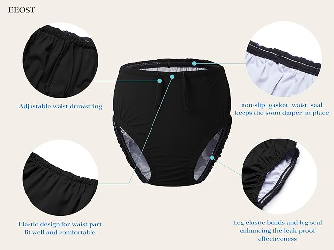 Adult Reusable Swim Diapers Special Needs Swimwear for Incontinence Cloth Diaper Covers Waterproof,Leakproof, Unisex