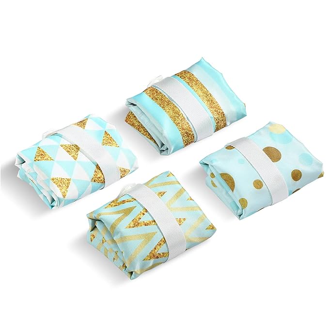 Frienda 4 Pieces Cloth Diaper Wet Dry Bag, Waterproof Reusable Washable Bag for Baby Items and Travel Zippered Pockets with Handle, Beach, Swimsuit, Dirty Gym Clothes and Toiletries(Tropical)