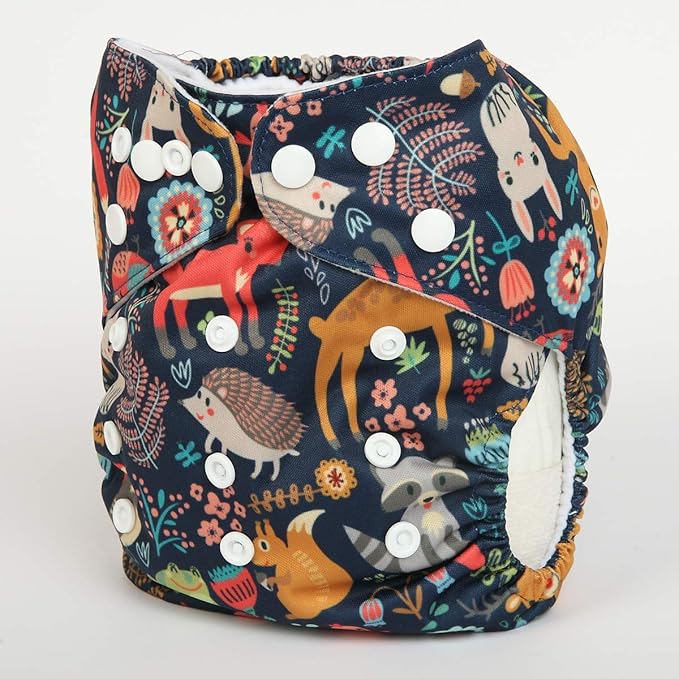 Baby Pocket Diaper Nappy Reusable Washable 8lbs to 36lbs (Fox Rabbit Owl)