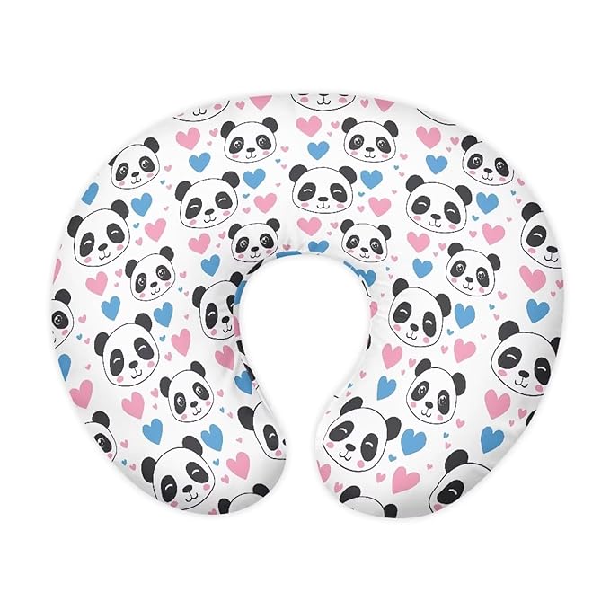 Nursing Pillow Case for Newborn Panda Hearts Breastfeeding Pillow Slipcover for Baby Boys & Girls Soft Fabric Fits Snug On Infant Washable & Breathable