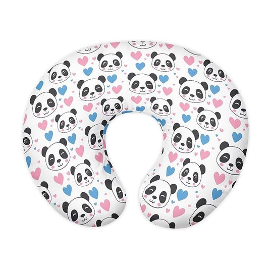 Nursing Pillow Case for Newborn Panda Hearts Breastfeeding Pillow Slipcover for Baby Boys & Girls Soft Fabric Fits Snug On Infant Washable & Breathable