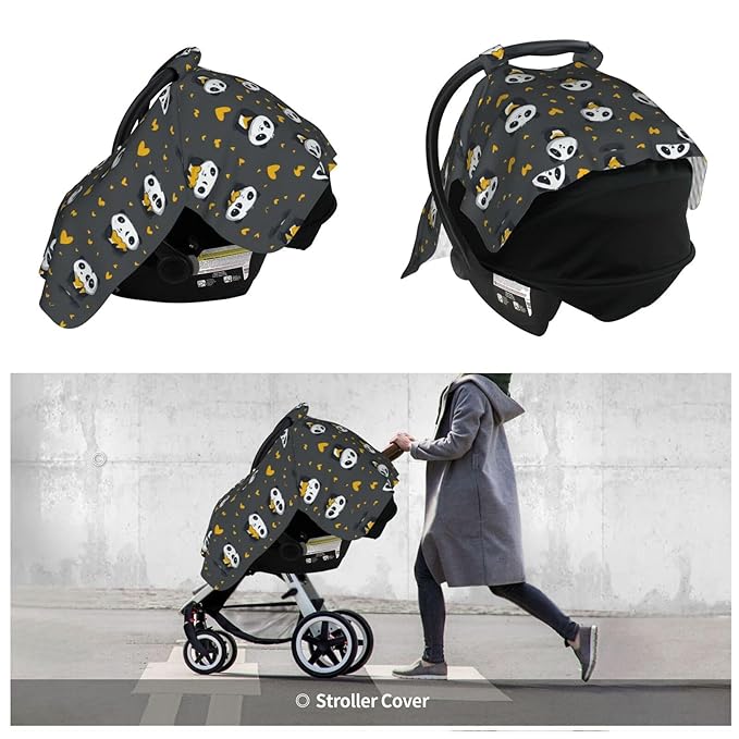 Cute Panda Hug Bear Baby Car Seat Canopy Nursing for Breastfeeding Multi-Use Infant Stretchy Carrier Carseat Winter Cover for Newborn Girls Boys