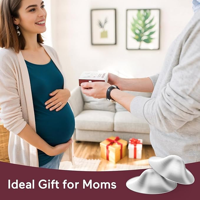Momcozy 999 Silver Nursing Cups, Hole-Free Nipple Shields for Breastfeeding, Metal Silver Covers for Newborns (XXL)