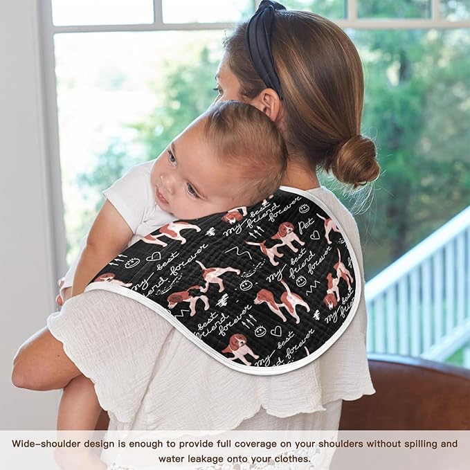vvfelixl Burp Cloths Beagle Dogs Friends for Baby Boy Girls Baby Washcloths Burp Rags 1 Pack