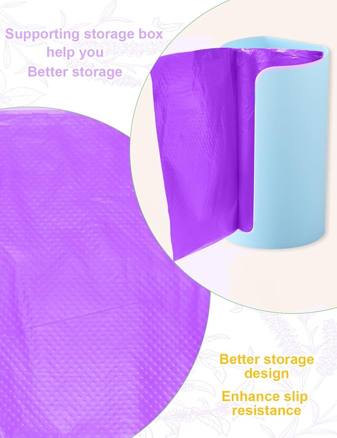 Large Adult Diaper Disposal Bags 23"x18" with Wall Mount Storage Box, 96 Pcs Disposable Diaper Sacks, Odor Lock to Reduce Embarrassment, Travel & Incontinence Disposal Bags for Home & Travel, Purple