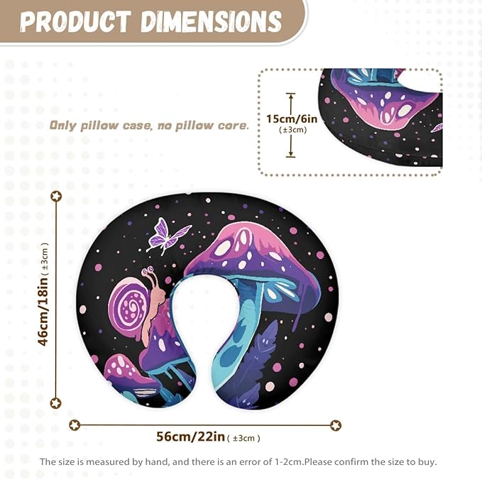 Forchrinse Purple Mushroom Butterfly Baby Nursing Pillow Cover for Baby Girls Breastfeeding Pillow Slipcover Soft Comfortable Newborn