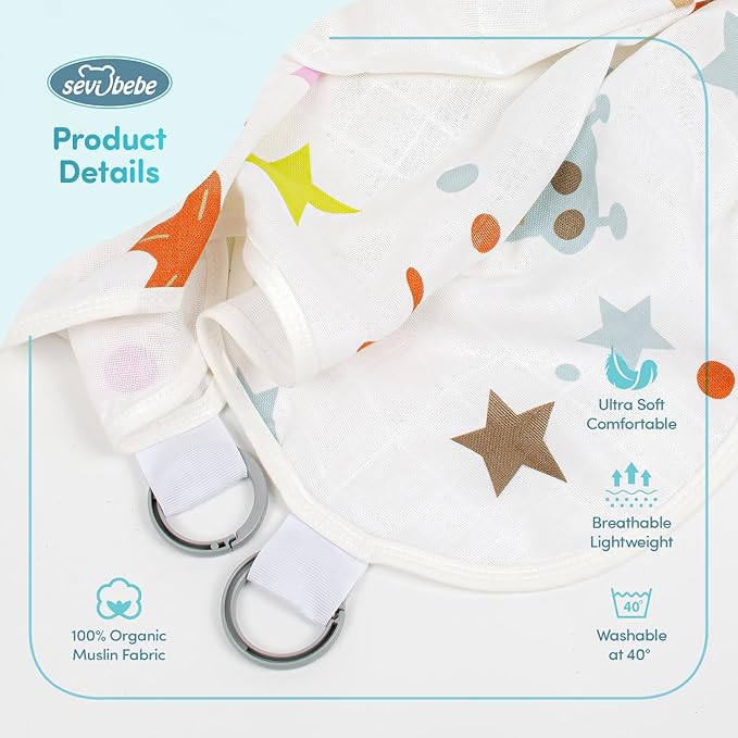 Multipurpose Muslin Cover 100% Cotton - Breathable Baby Essential, Breastfeeding, Nursing, Car Seat, Stroller Cover, Tummy Time Mat & Burp Cloth All in One (Space Pattern) (Pack of 1)