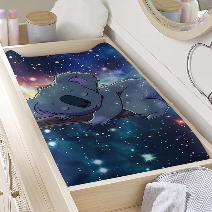 Changing Pad Covers for Boys Girls, Galaxy Koala Diaper Changing Table Pad Cover Soft Breathable Changing Mat Cover for 32''x16" Cute Birthday Gifts for Baby