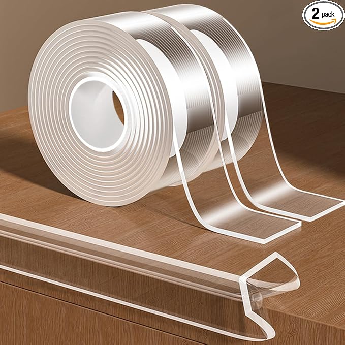 2Pack Baby Proofing Edge Protector for Baby,Clear Edge Protector Strip Sharp Edge Wrap Cover Tape,Corner Bumpers for Furniture,Crib Rail Covers for Teething,Total 19.68 Ft (Width 1.18 in)