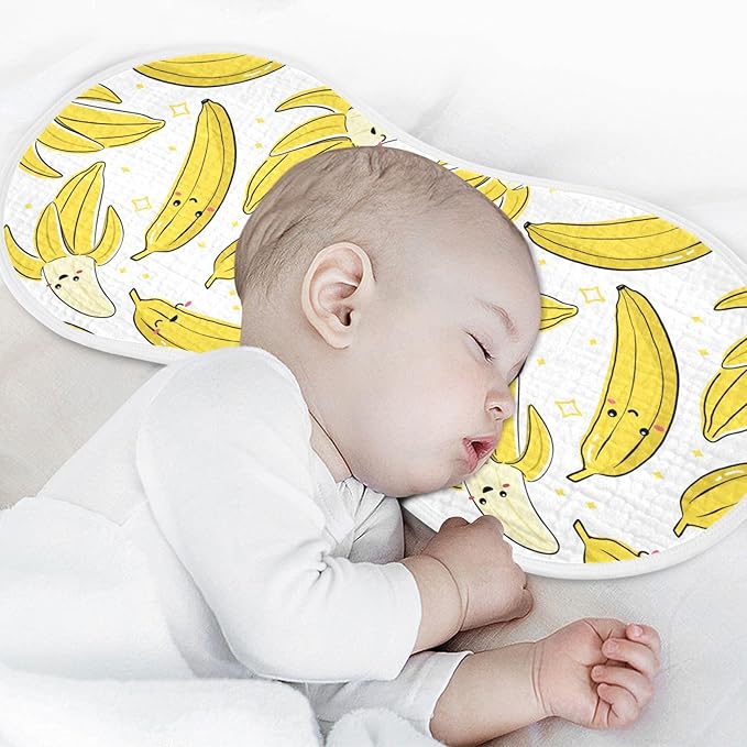 vvfelixl Baby Burp Cloths Cute Bananas Baby Newborn Cotton Burping Cloths Set Baby Washcloths 4 Pack White