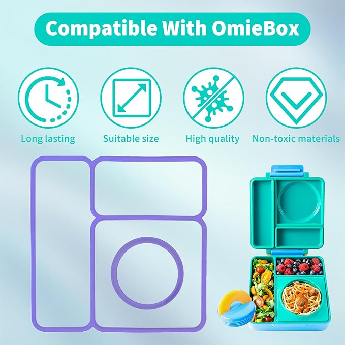 6 Pack Replacement Seal Gaskets Compatible with OmieBox Bento Box Lid, Silicone Lid Seal Gasket for OmieBox, Leak-Proof Seal Ring Accessory, Keep Freshness, BPA-Free Kids Lunch Box Replacement Parts
