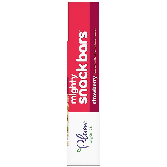 Plum Organics Mighty Snack Bars - Strawberry - 0.67 oz Bars (Pack of 12) - Organic Fruit and Vegetable Toddler Food Snack Bars