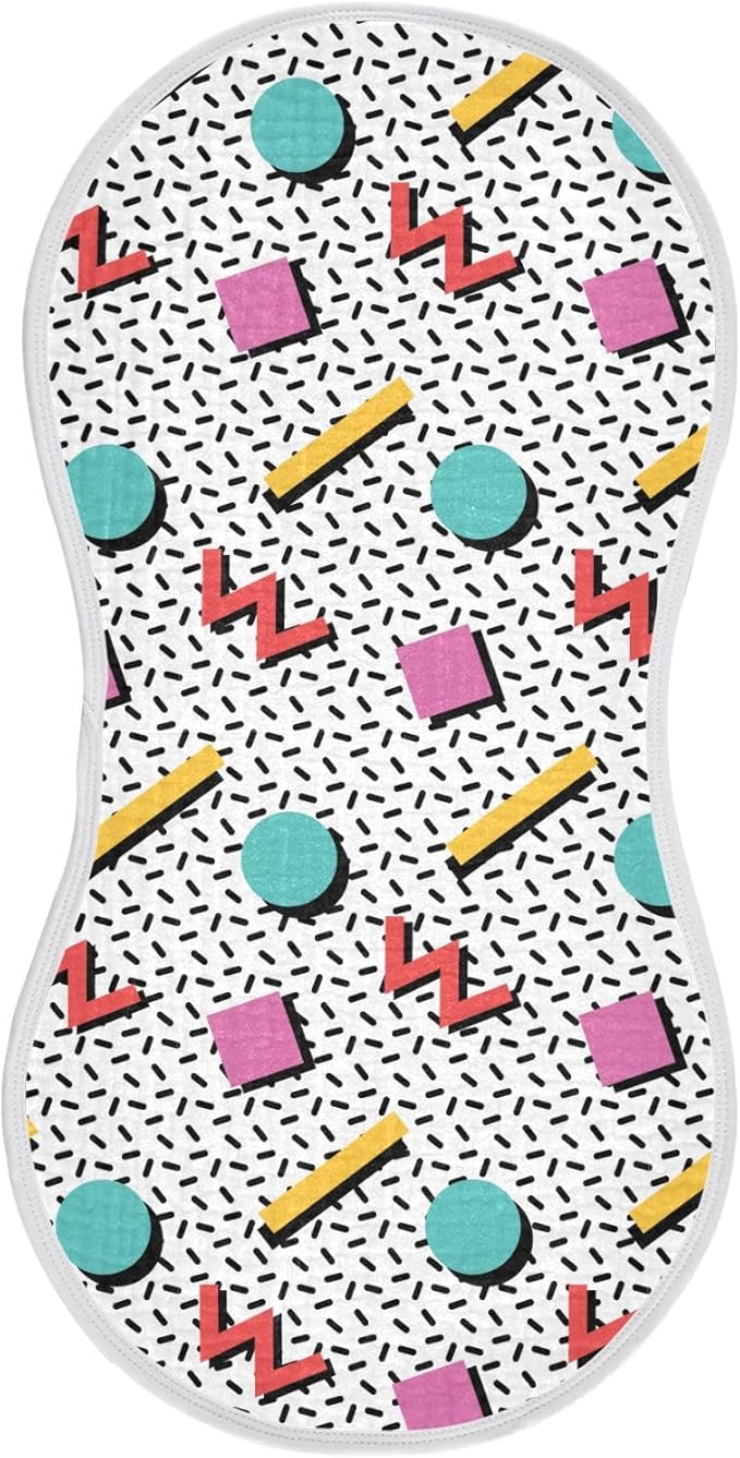 Muslin Burp Cloths for Baby Boys and Girls - 1-Pack Ultra Absorbent Retro 80s 90s Muslin Washcloths, Newborn Towel, Milk Spit Up Rags, Burp Cloth Bib for Unisex, 22 x 11 Inch