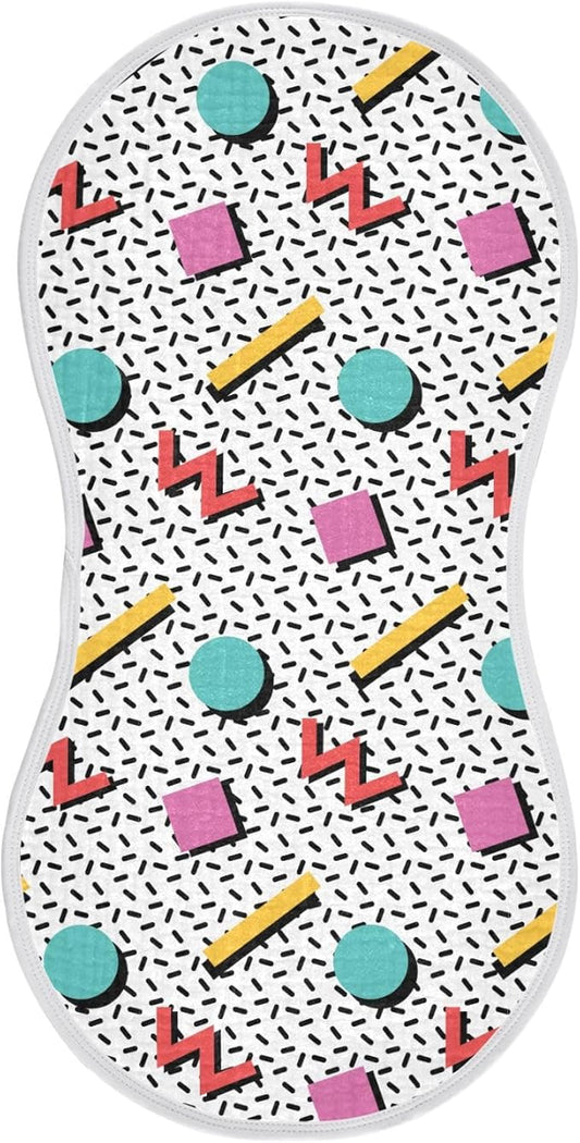Muslin Burp Cloths for Baby Boys and Girls - 1-Pack Ultra Absorbent Retro 80s 90s Muslin Washcloths, Newborn Towel, Milk Spit Up Rags, Burp Cloth Bib for Unisex, 22 x 11 Inch