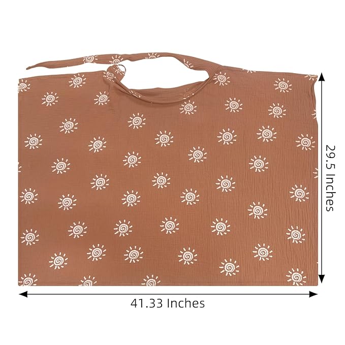 Nursing Cover for Mom Breastfeeding, Baby Privacy Nursing Covers Up Breathable Cotton with Ajustable Hoop for Mother (Brown)