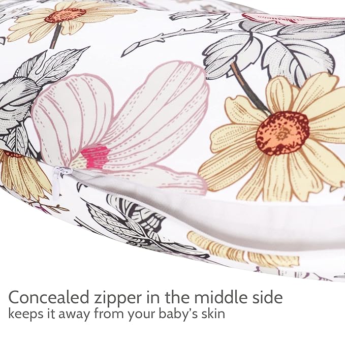 Floral Nursing Pillow Cover, Breastfeeding Pillow Slipcover for Baby Girls,Flower Minky Toddler Blanket for Girls